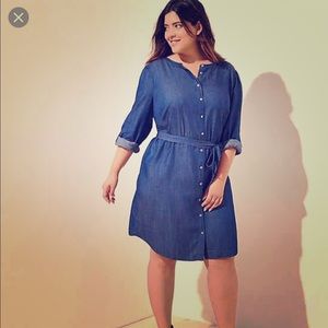 Loft plus dark chambray button down shirt dress